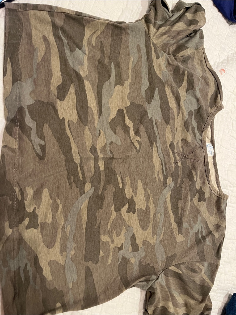 Francesca's Collections Camo Crop Top in Olive and Taupe